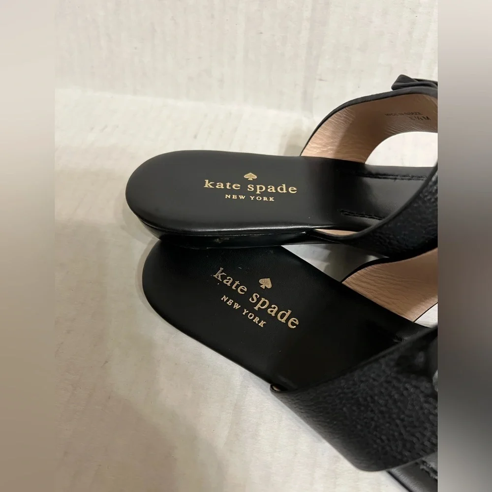 Kate Spade Leather Sandals Tulia Bow Slides Strappy Slip On Charm